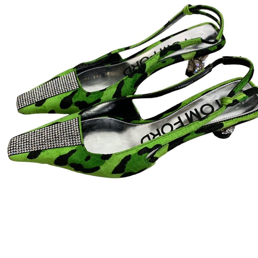 Tom Ford Green Camouflage Slingback Heels